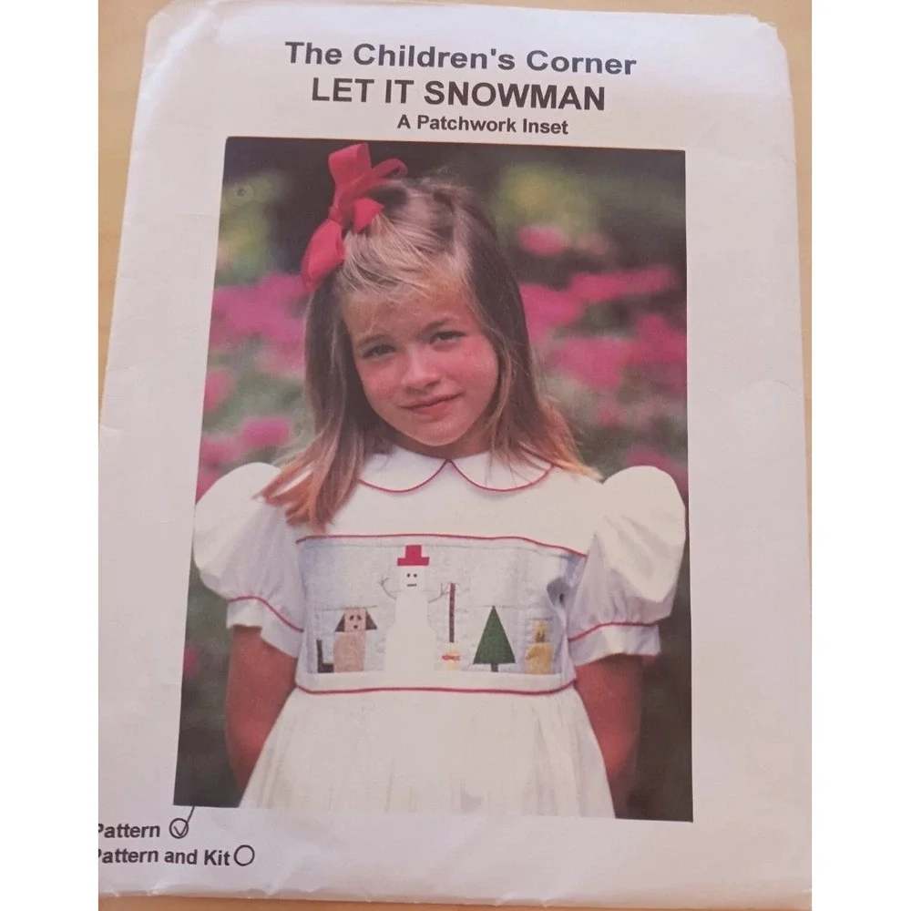 Vtg The Children's Corner Let It Snowman Patchwork Inset Sewing Pattern 1995